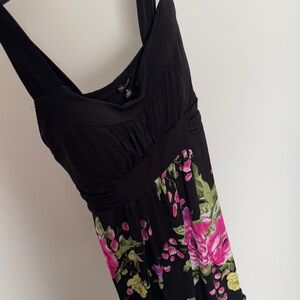 Maurices Black Dress with Pink Floral Design